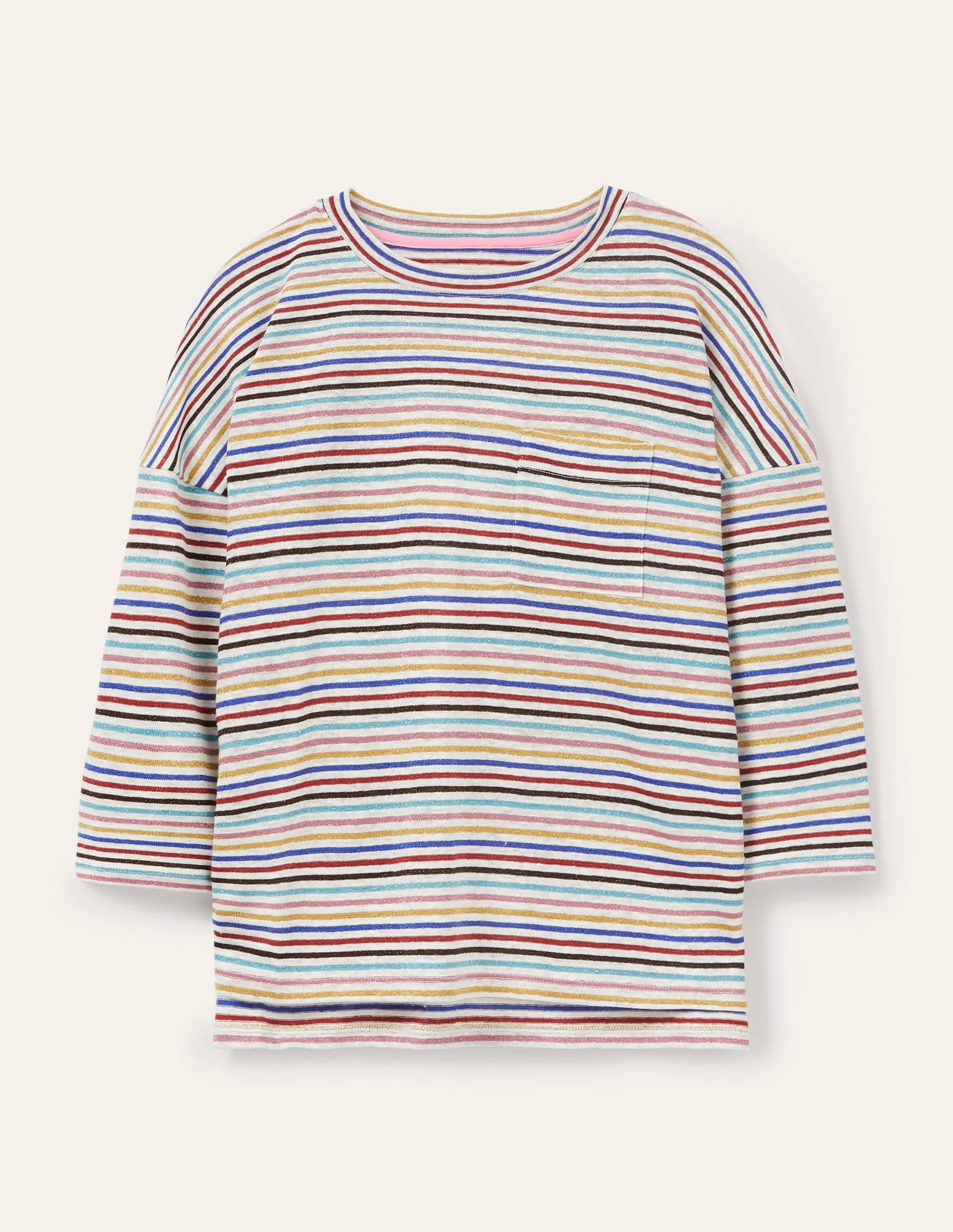  Ottilie Linen Jersey Top-Metallic Rainbow Multi Stripe、mySite、ashleygrahame