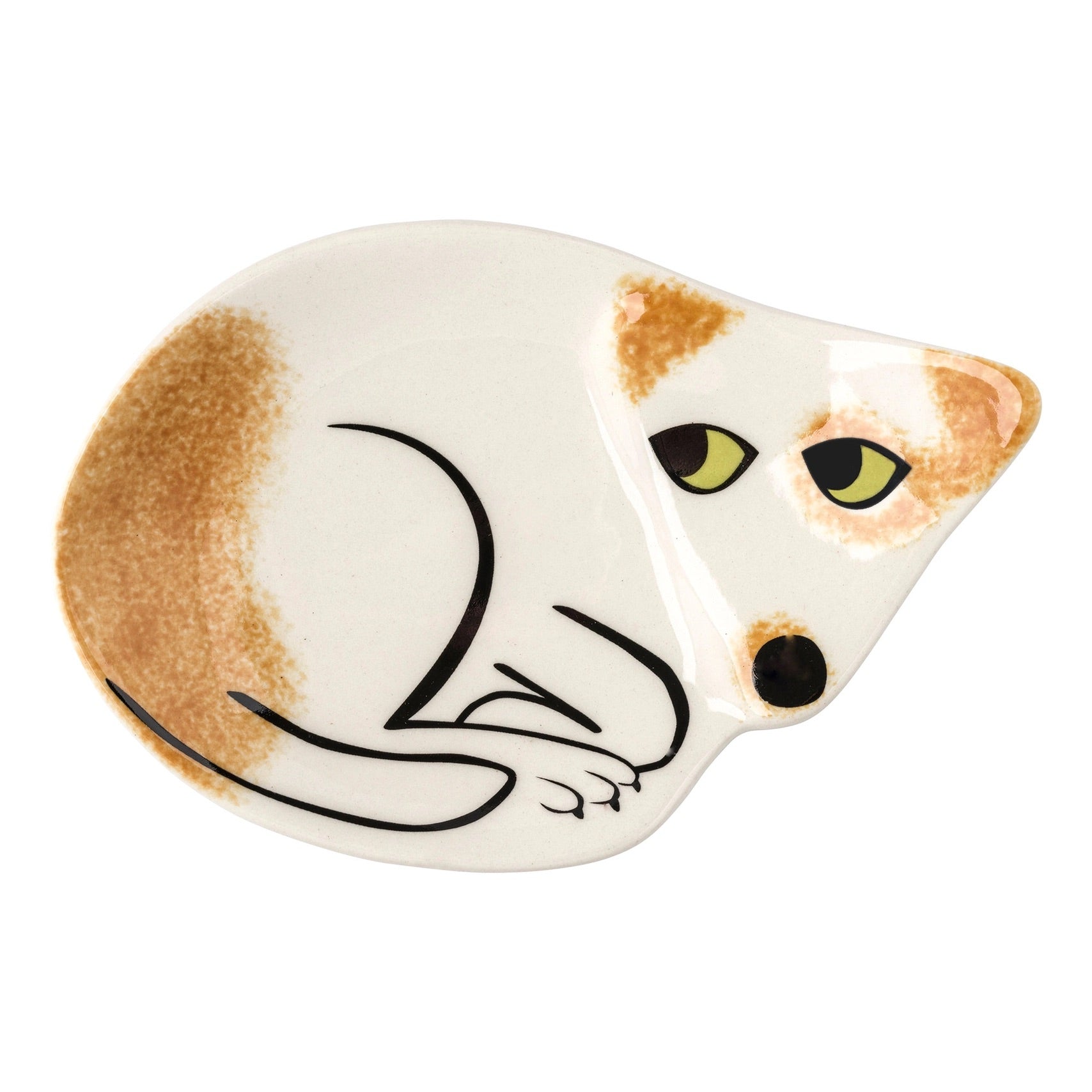 Handmade Ceramic Brown and White Dog Trinket Dish、mySite、g9winljtr