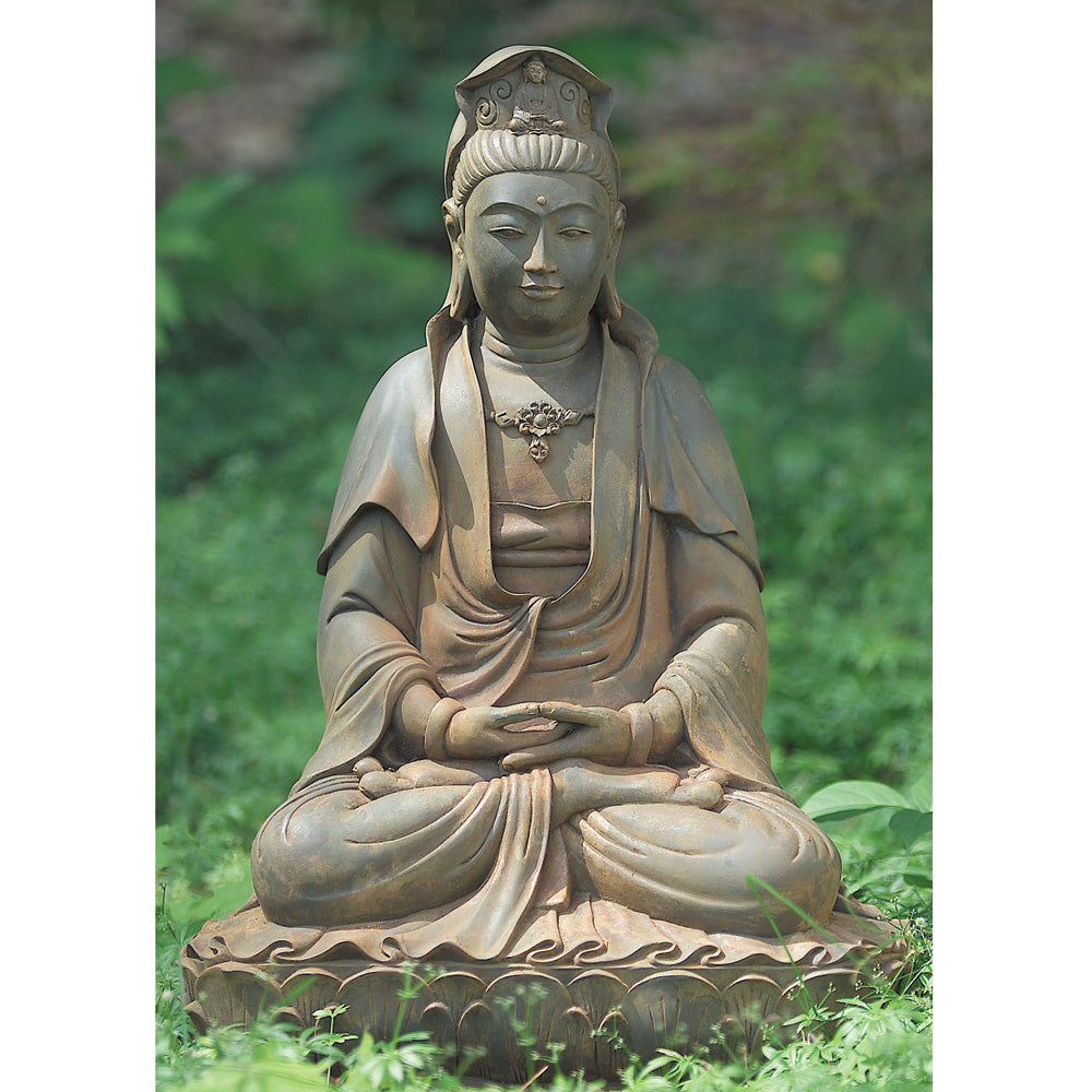 Antique Rust Finish Seated Kuan Yin Statue、mySite、topwebapps