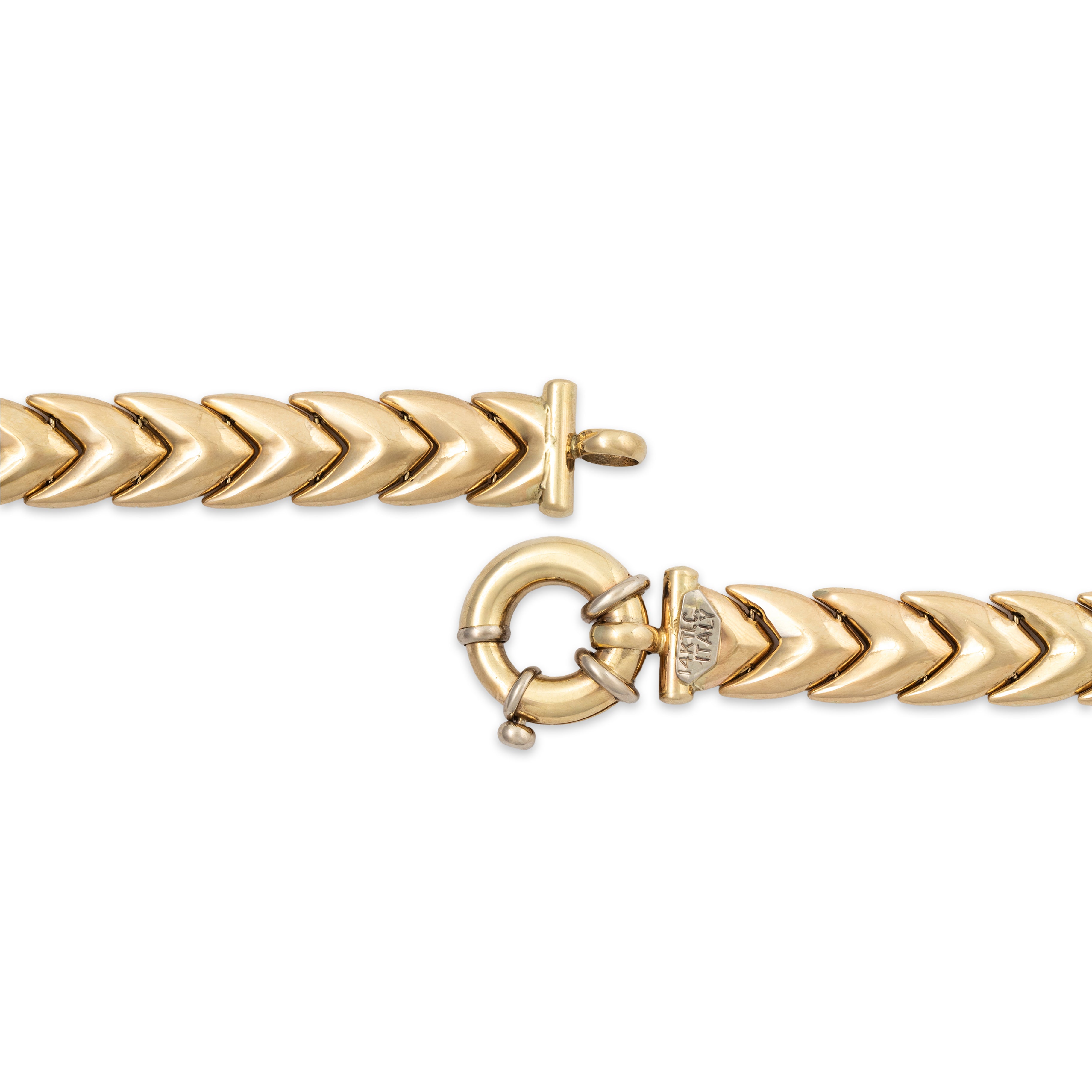 Vintage Italian 14k Yellow Gold Oversize Clasp Link Bracelet 6.75、mySite、hinf8tx79