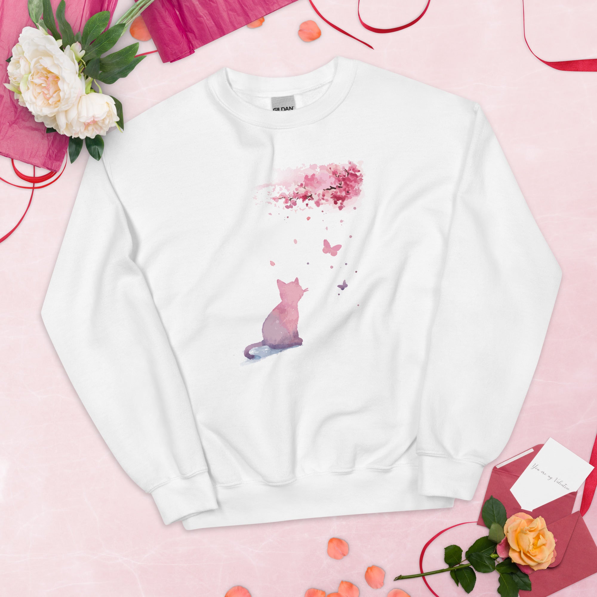 Cherry Blossom Kitten Crewneck Sweatshirt、mySite、camillekostekn