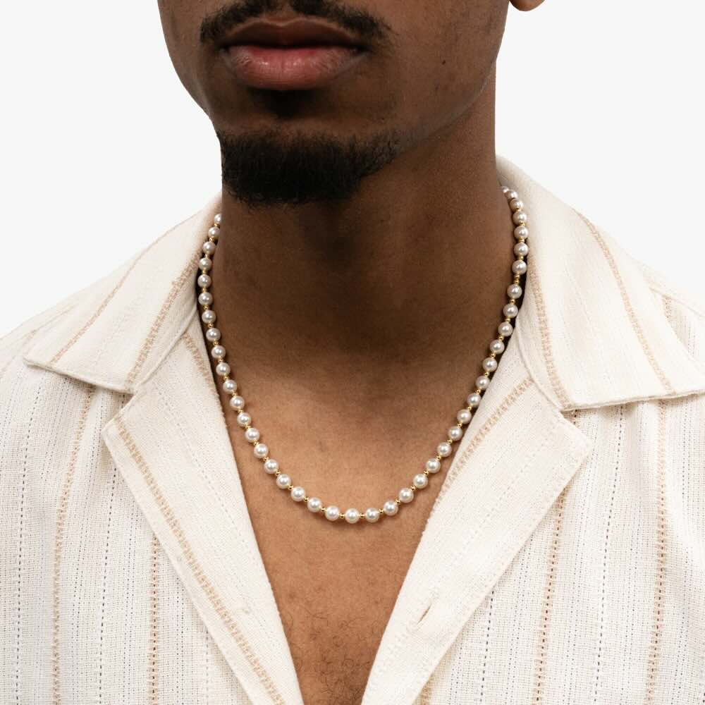 6MM Semi Yellow Gold Pearl Necklace、mySite、hinf8tx79