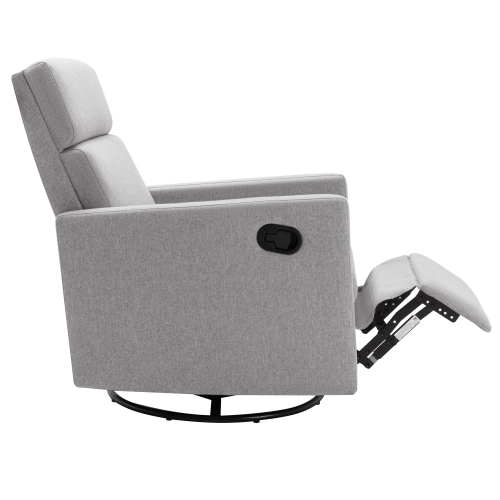Modern Upholstered Rocker Nursery Chair Plush Seating Glider Swivel Recliner Chair, Gray、、casual