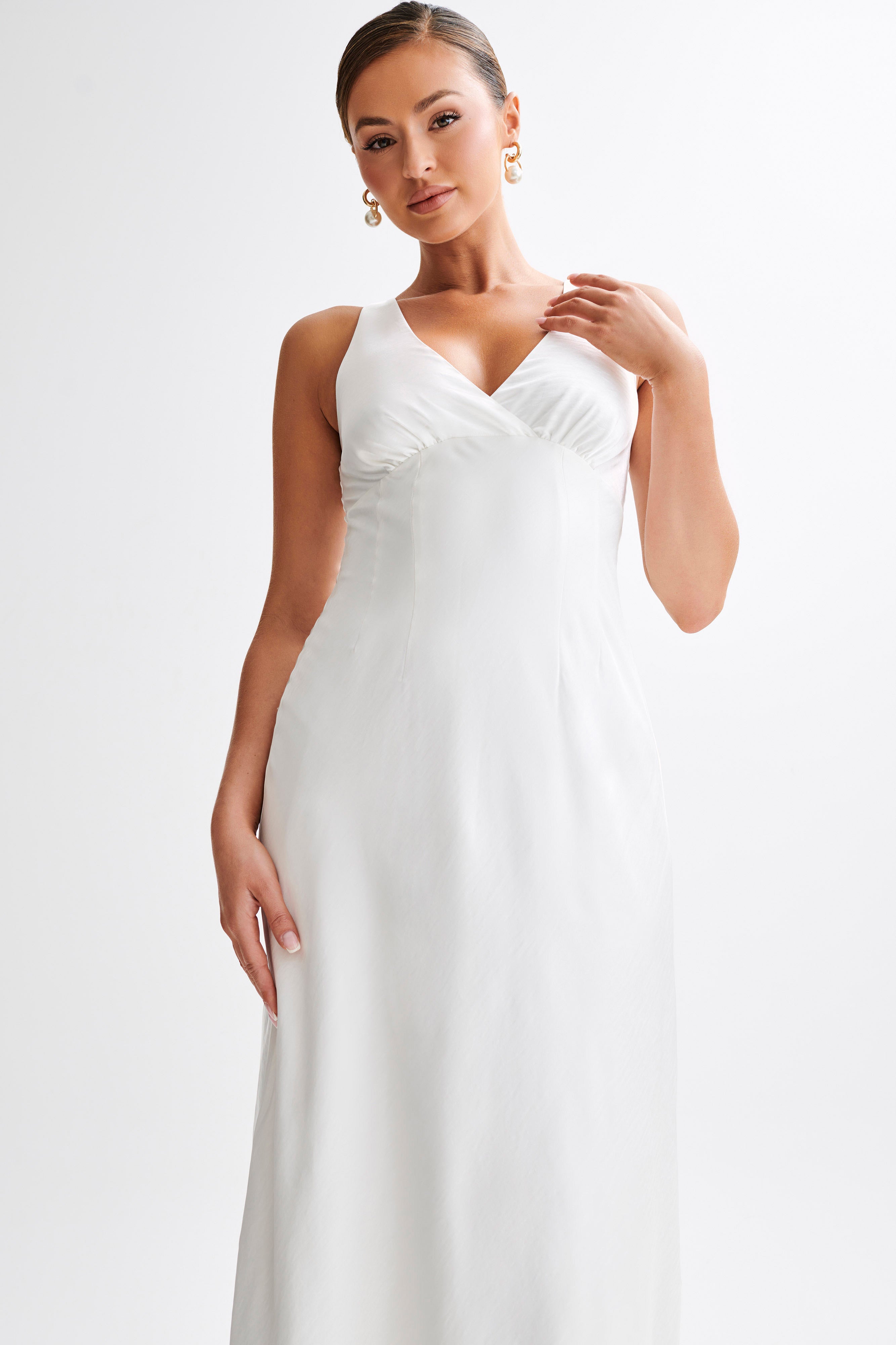 Meghan Satin Maxi Dress - Ivory、mySite、solidvoid