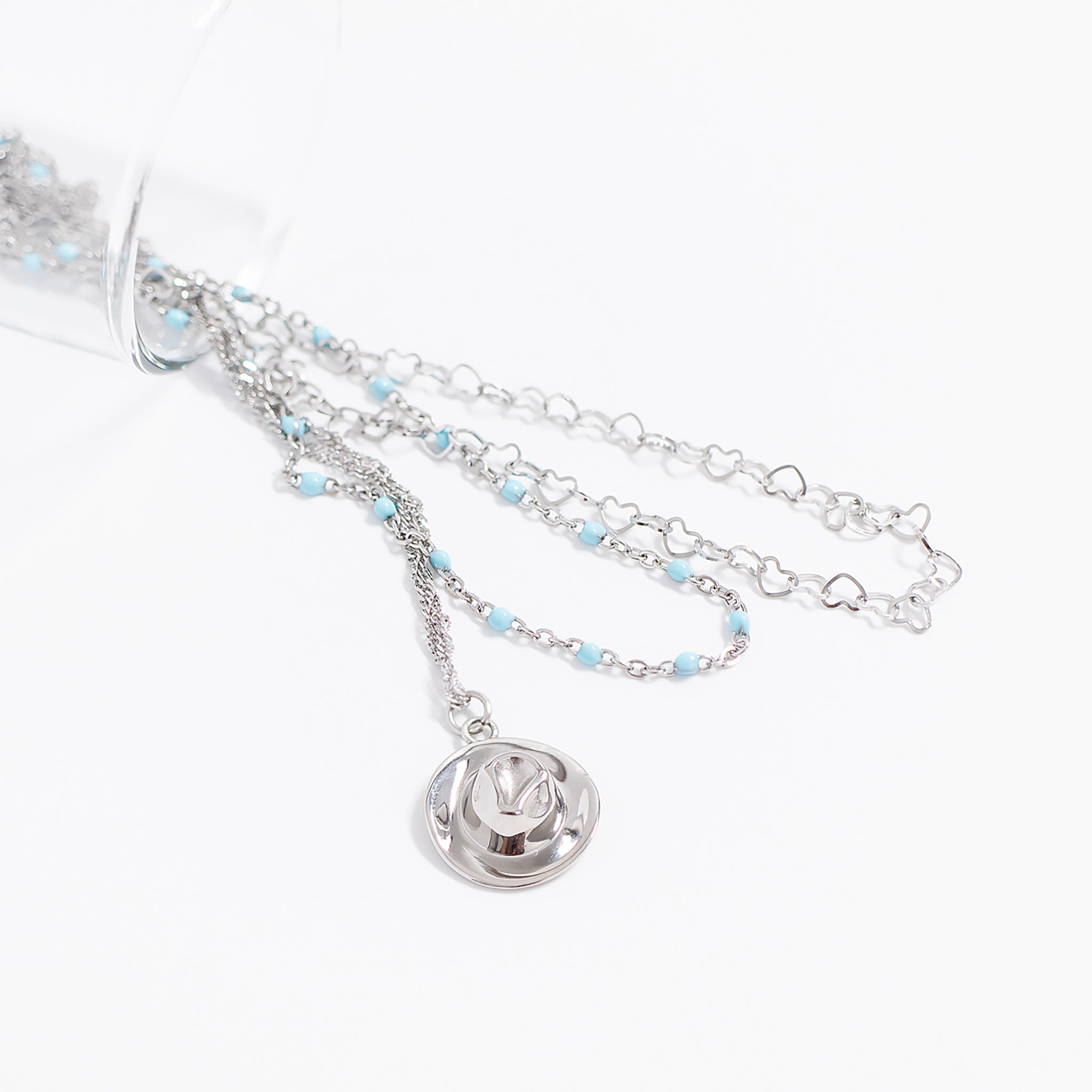 18K Gold Stainless Steel Turquoise Chain Necklace / CHN0094、mySite、dreamappss