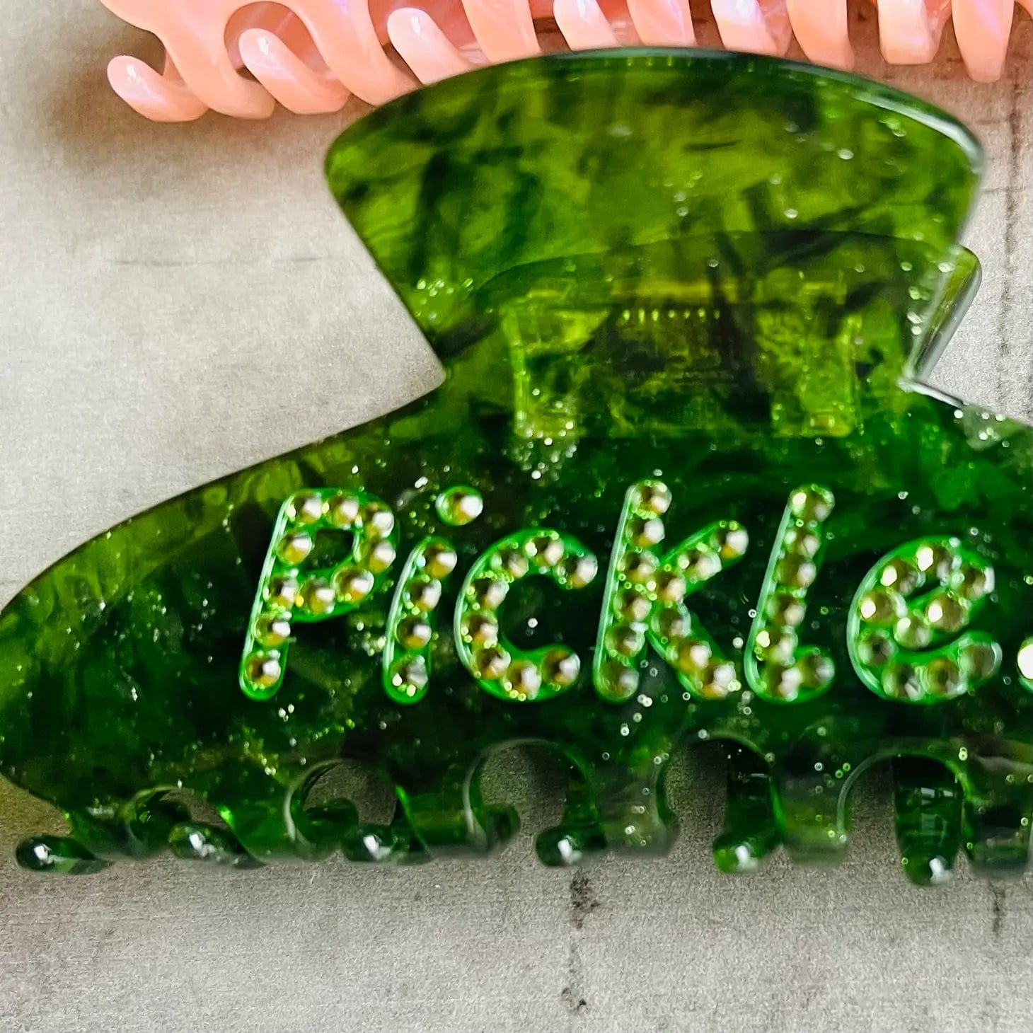 Rhinestone Pickles Hairclip - Green、mySite、topwebapps