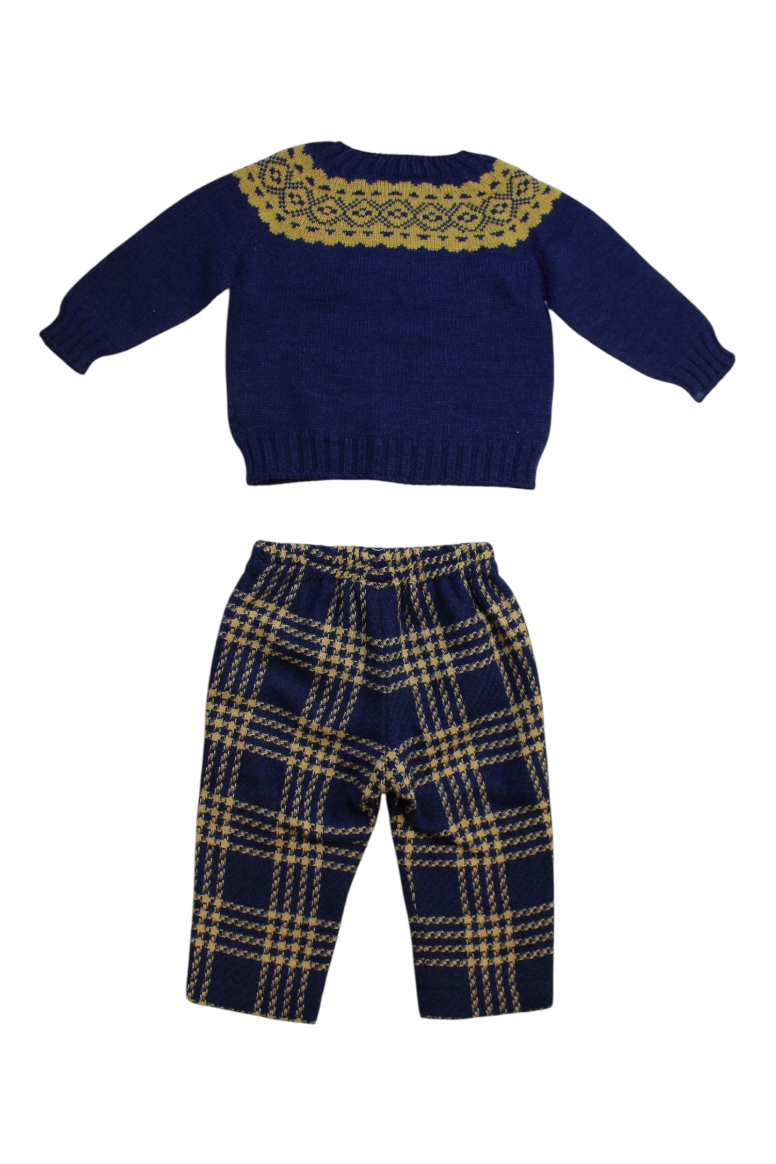 Fina Ejerique Knit Sweater And Checkered Pants Set 6-12M、mySite、g9winljtr
