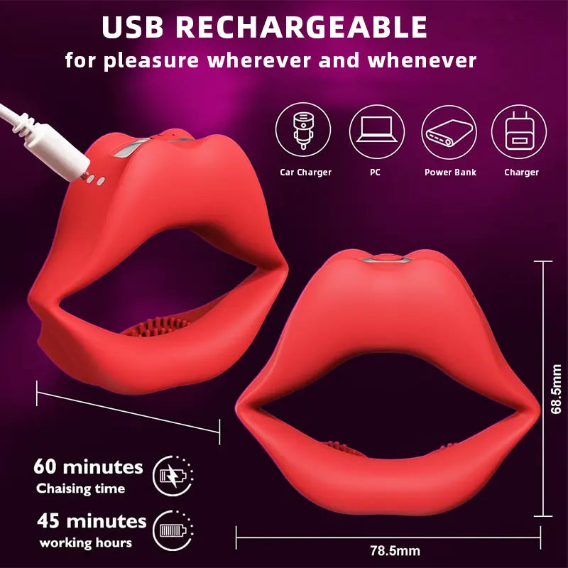 Lust Lips Clitoral Vibrating Penis Ring for Couples