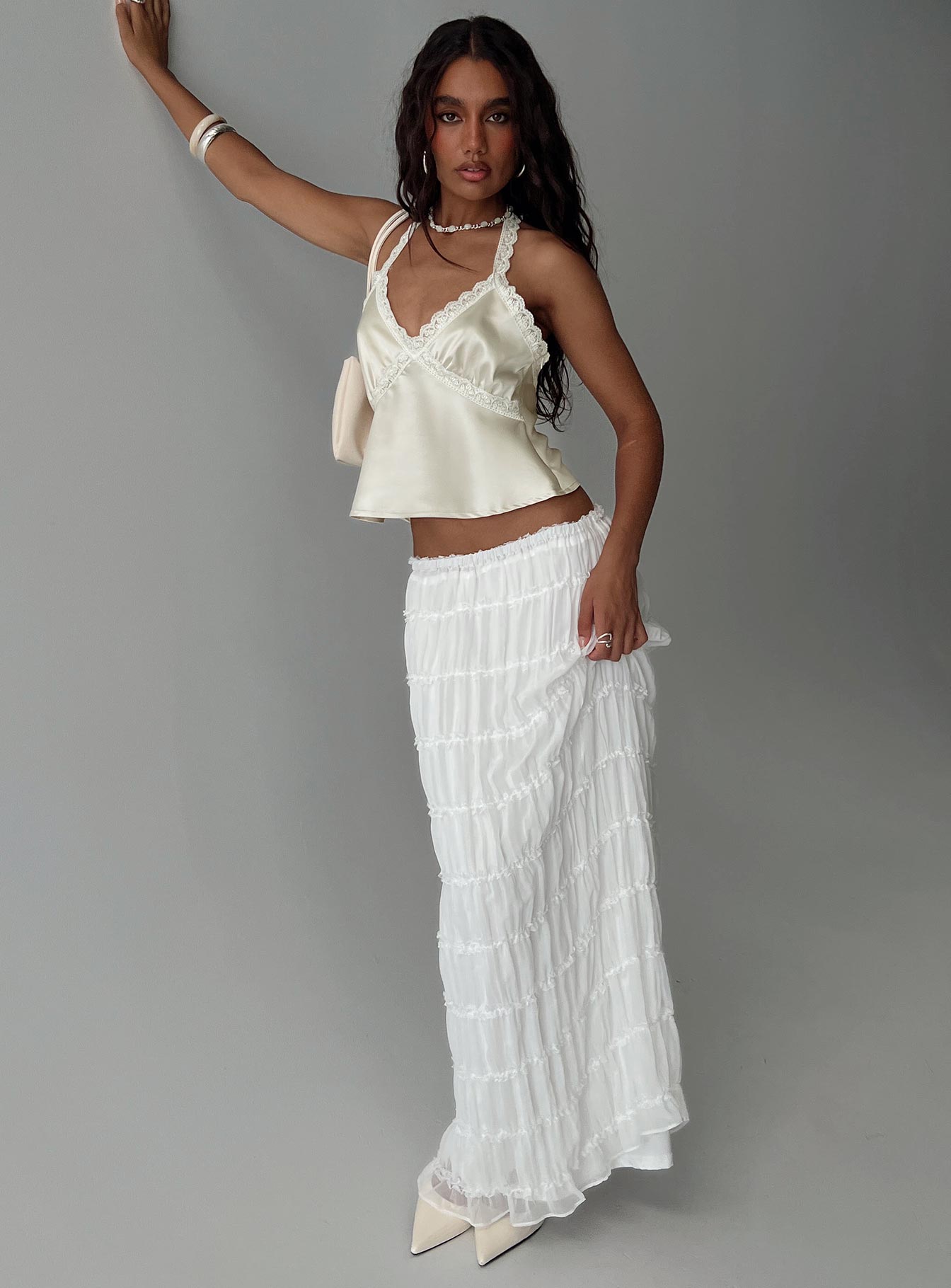 Estefania Maxi Skirt White、mySite、solidvoid