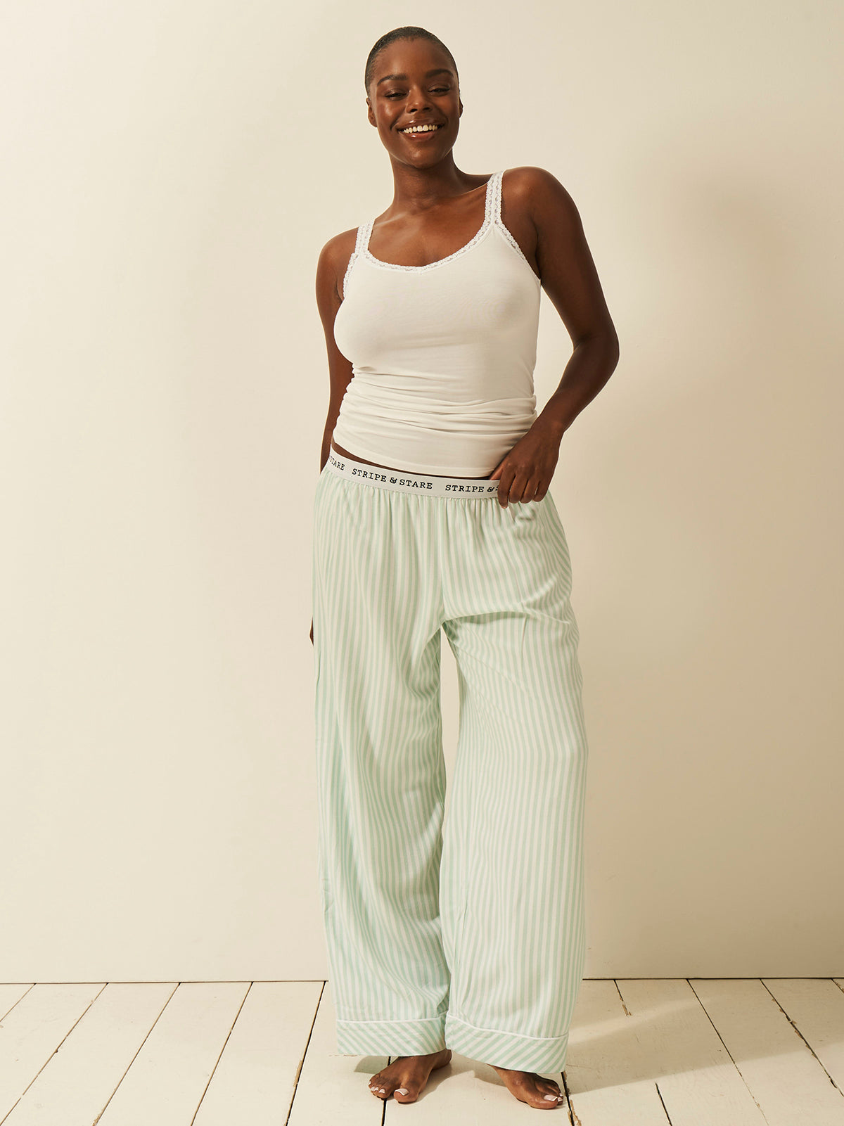 Soft Brushed Woven Pyjama Bottoms - Opal Stripe、mySite、bengalsvssteelers
