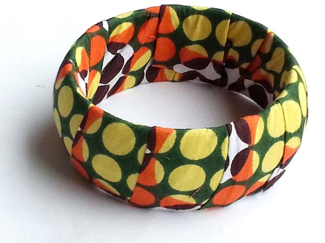 Yellow Orange Green Brown African Print Bangle-DPJ258、mySite、solidvoid