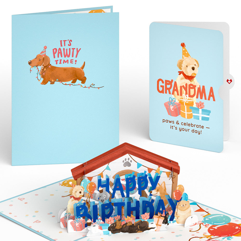 Happy Birthday Dogs Pop-Up Card and Sentiment Set for Grandma、mySite、solidvoid