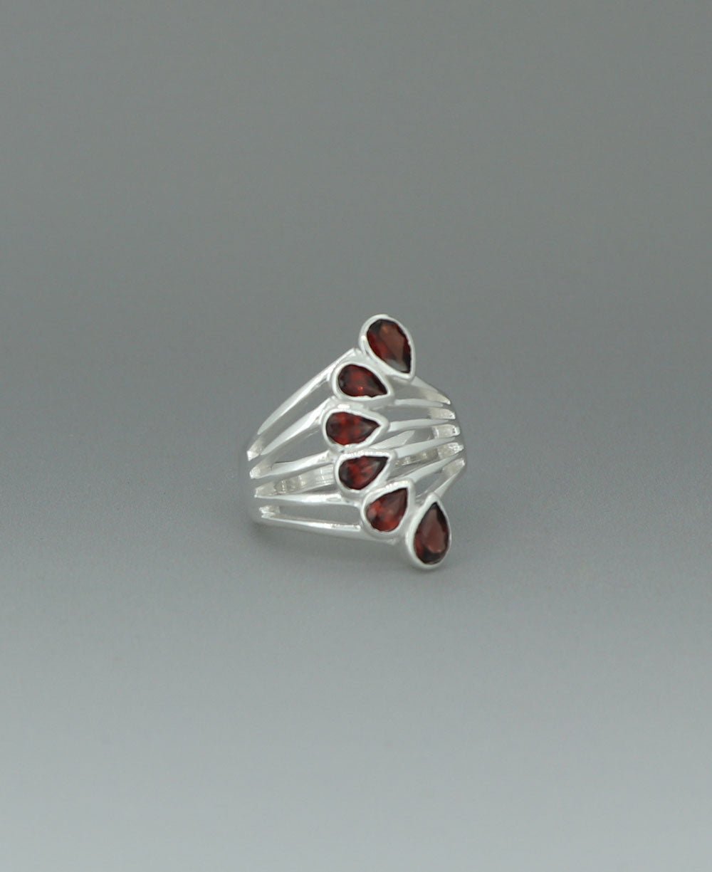 Sterling Silver Teardrop Gemstones Garnet Ring、mySite、topwebapps