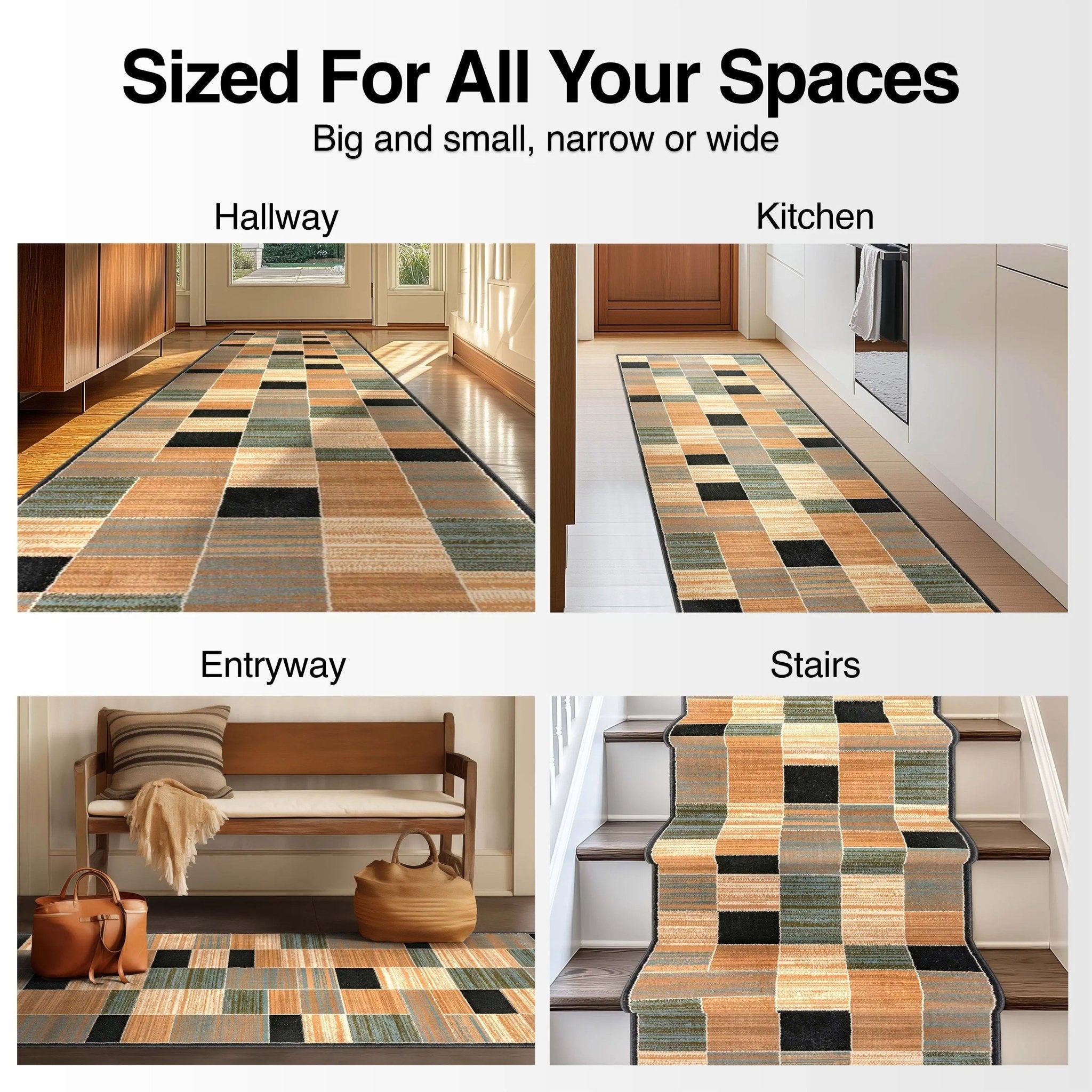 Custom Size Runner Yaren Geometric Modern Blue 27 Inch Wide x Choose Your Length Hallway Runner Rug、mySite、gigharbornorthrealestate