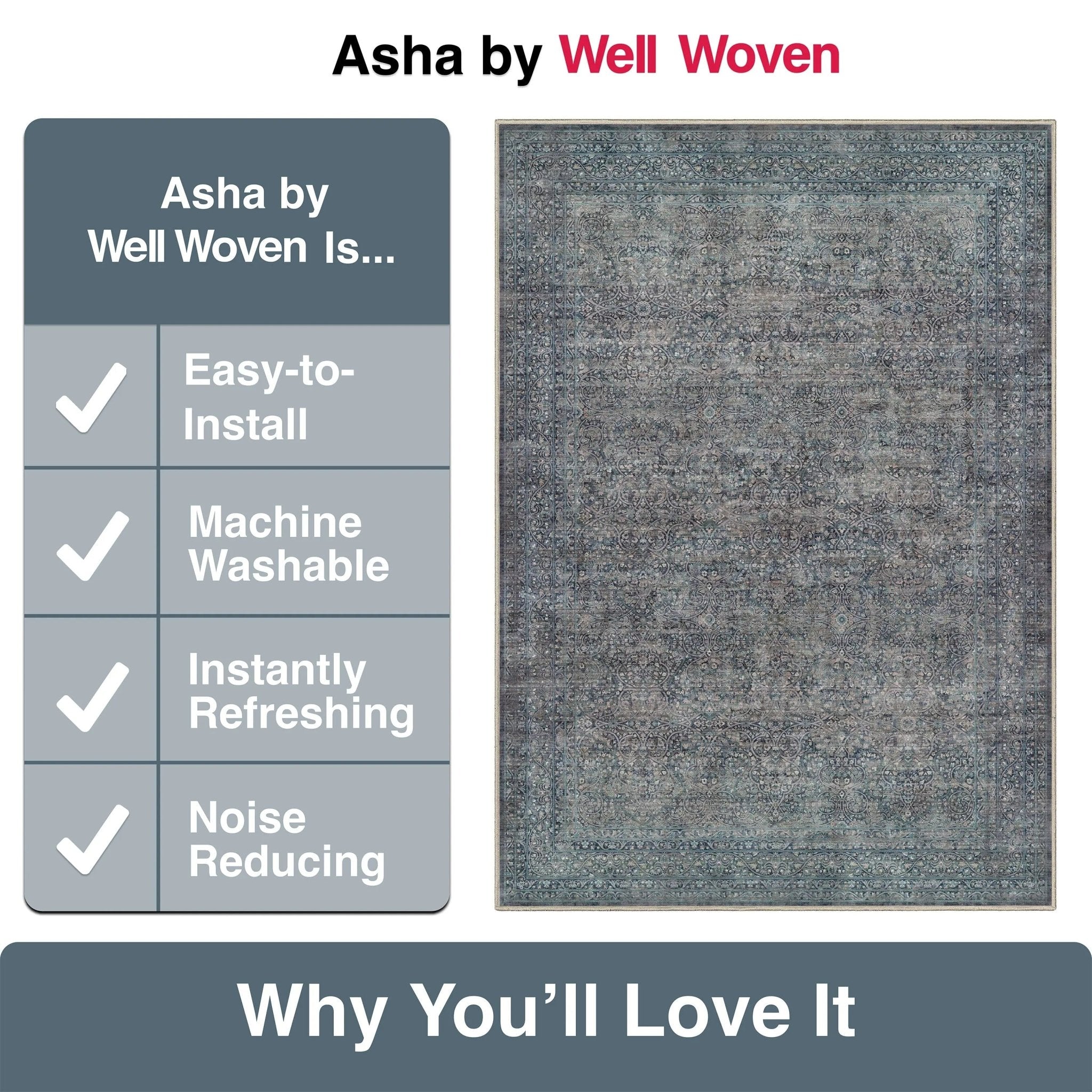 Juliette Vintage Persian Oriental Blue Flat-Weave Rug、mySite、gigharbornorthrealestate