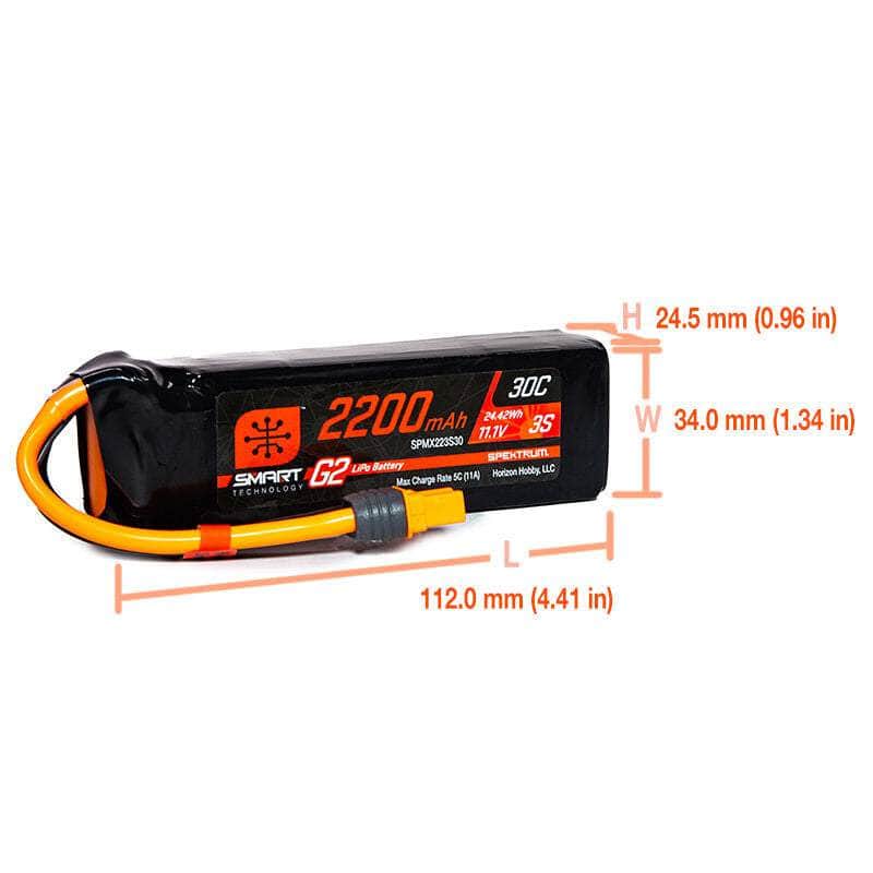  SPMX223S30, Spektrum RC 3S Smart G2 LiPo 30C Battery Pack (11.1V/2200mAh) w/IC3 Connector、mySite、merchandisen
