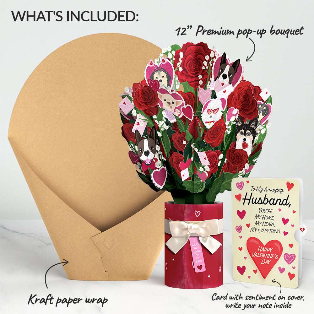 I Woof You Dog Valentine Bouquet and Sentiment Set for Husband、mySite、solidvoid