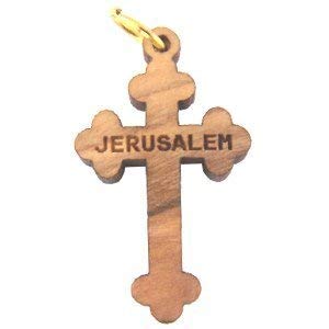  Budded olive wood mini-Cross Laser pendant(2.6x1.8 cm or 1x0.7)、mySite、elrpsem3k