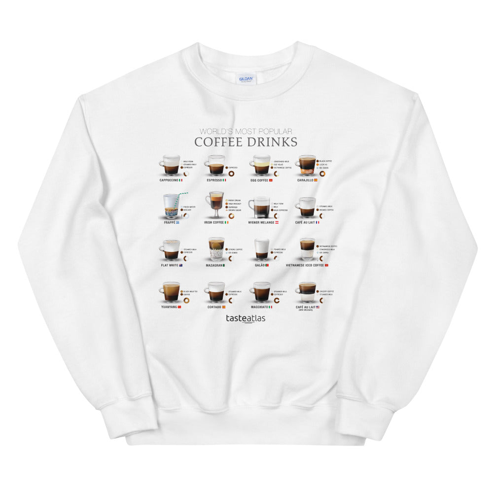 World's Most Popular Coffee Drinks Unisex Sweatshirt、mySite、camillekostekn