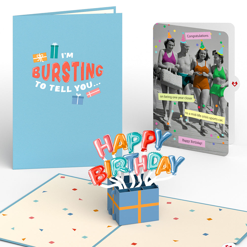 Happy Birthday Burst Pop-Up Card and A Mid-life Crisis Sports Car Sentiment Set、mySite、solidvoid