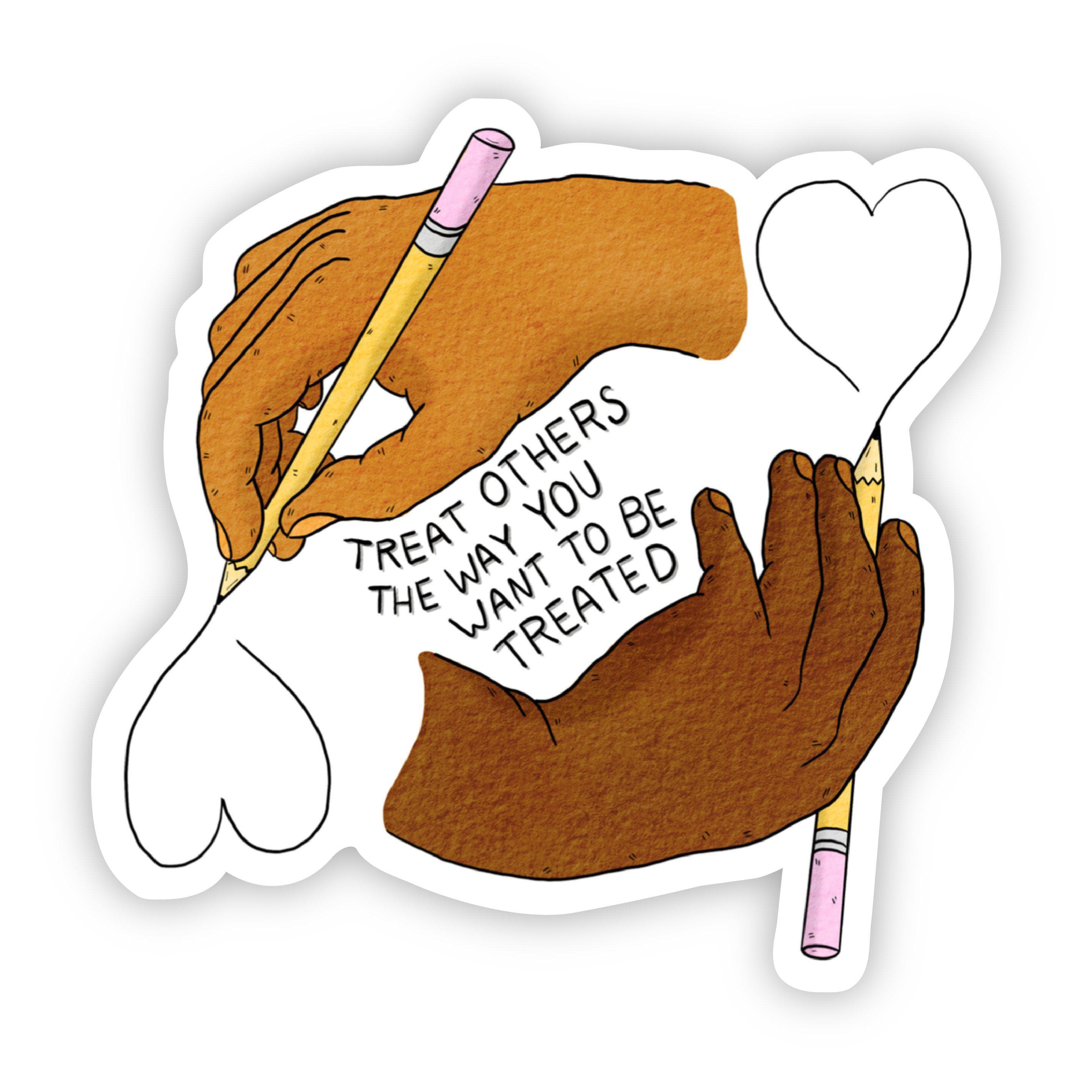  Treat Others The Way You Want to be Treated Multicolor Hands Sticker、mySite、elrpsem3k