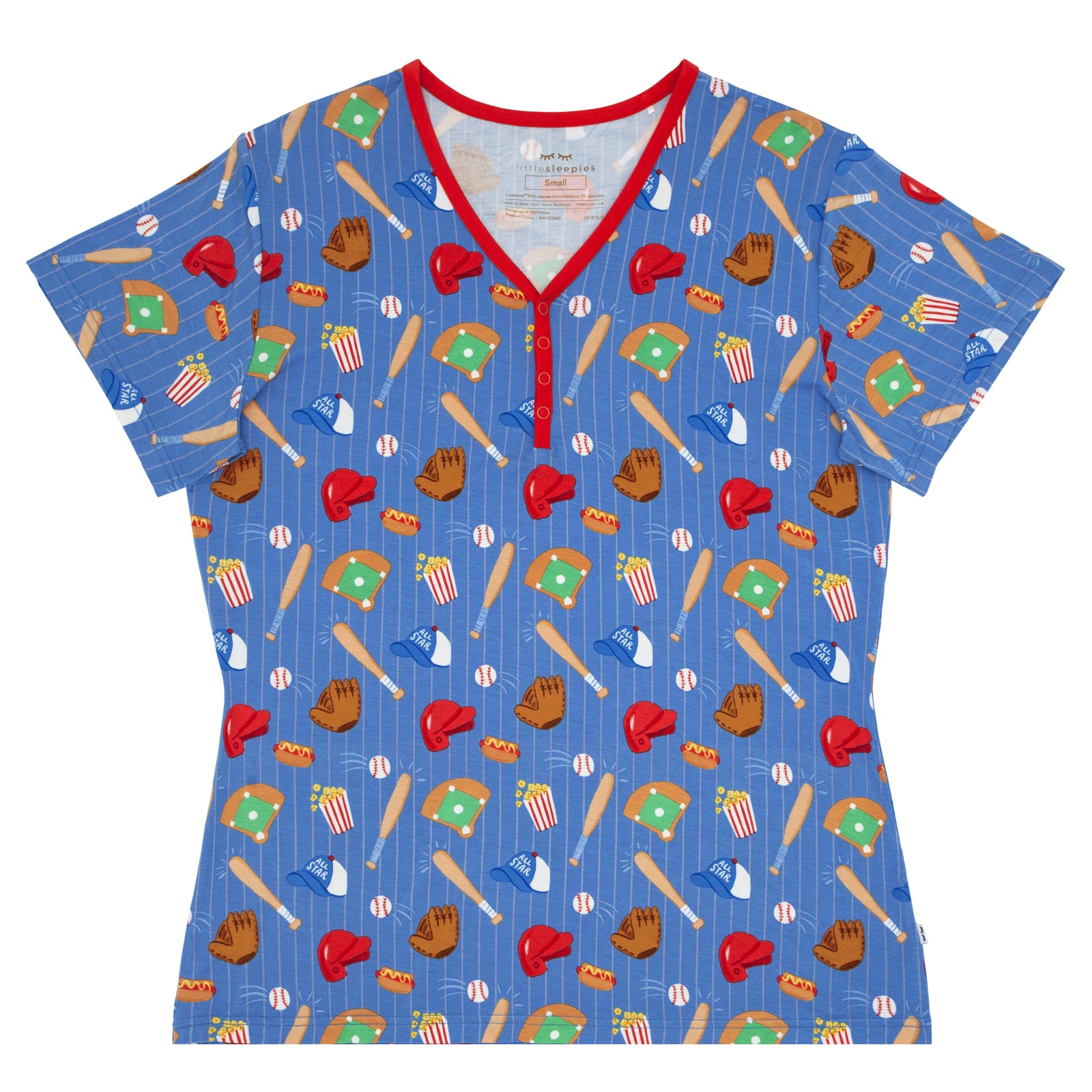Blue All Stars Women's Short Sleeve Pajama Top、mySite、g9winljtr
