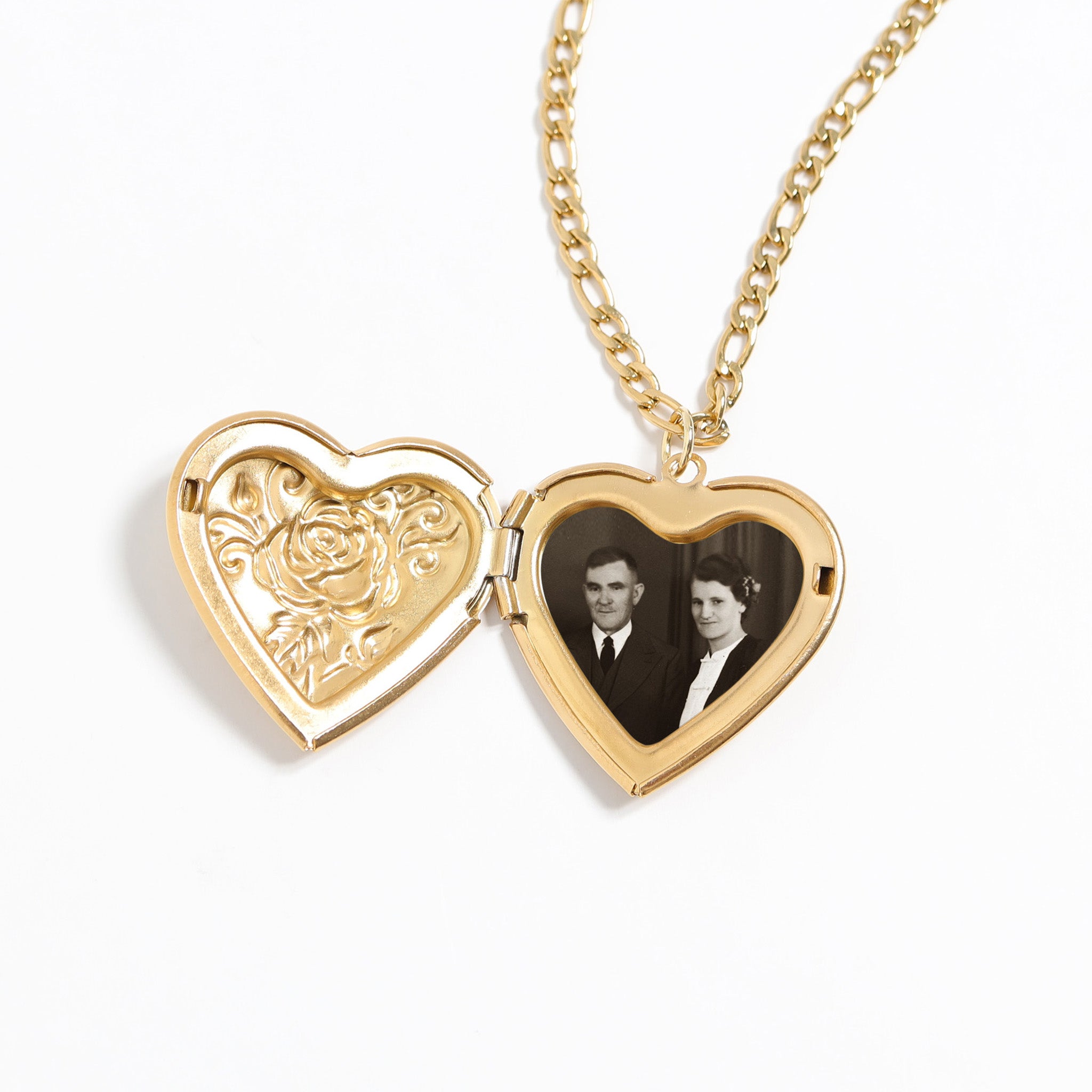 18K Gold PVD Stainless Steel Rose Heart Locket / PDL0237、mySite、dreamappss
