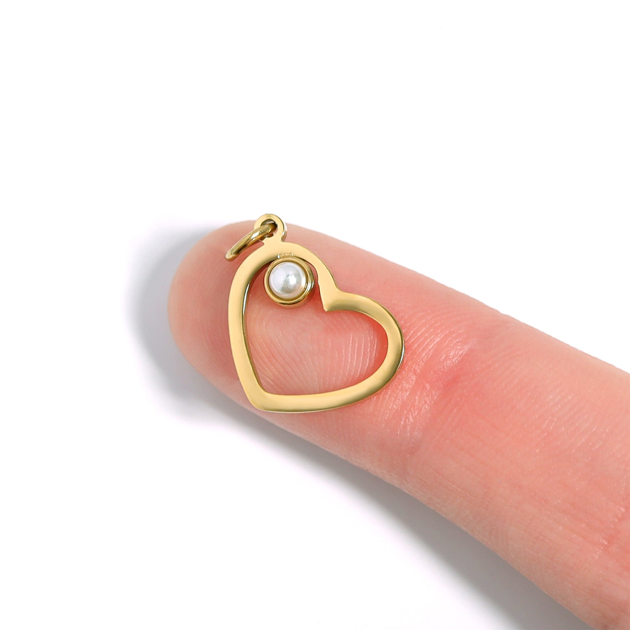 18K Gold PVD Stainless Steel Birthstone Heart Charm / PDL0219、mySite、dreamappss