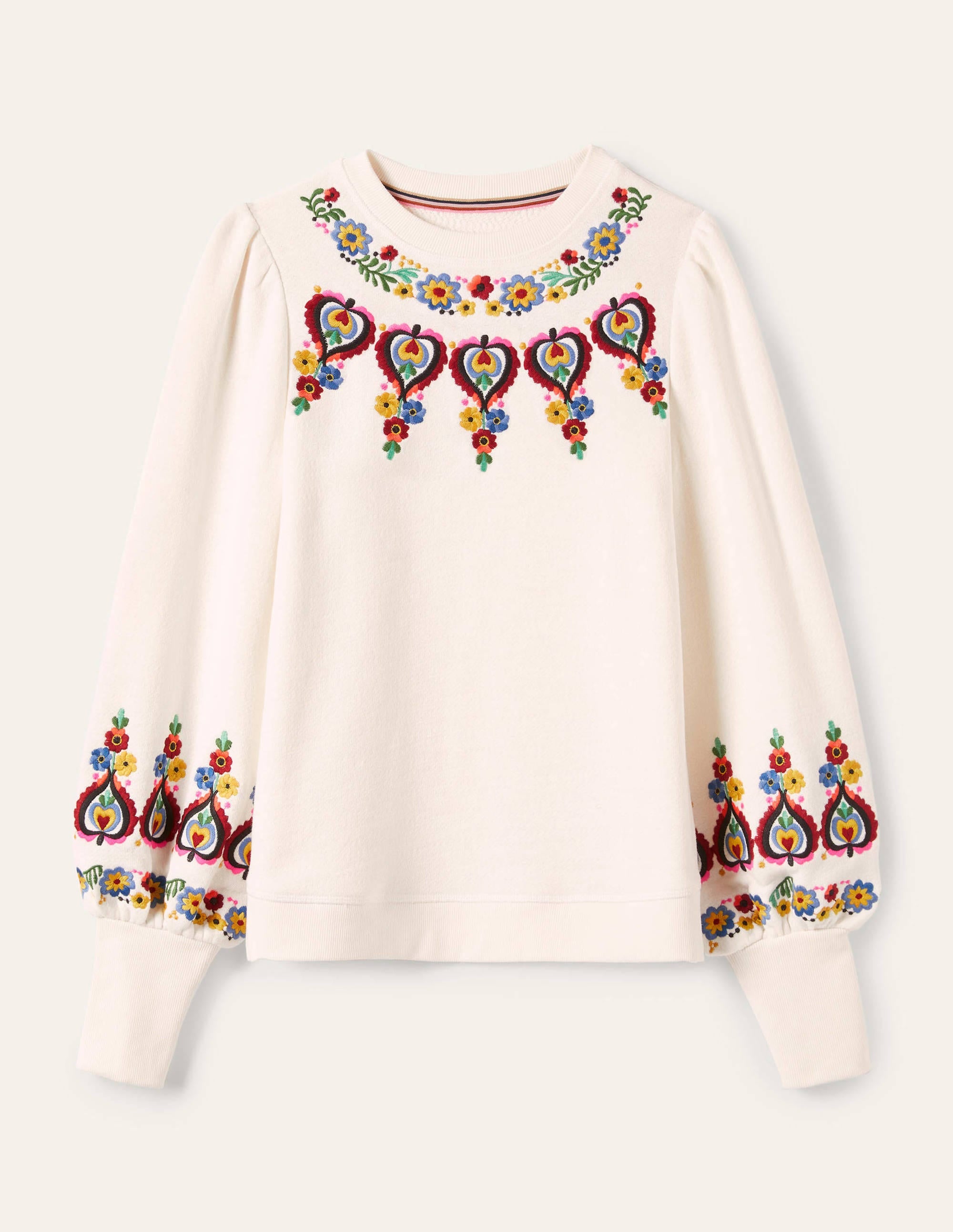  Embroidered Blouson Sweatshirt-Ivory Embroidery、mySite、ashleygrahame