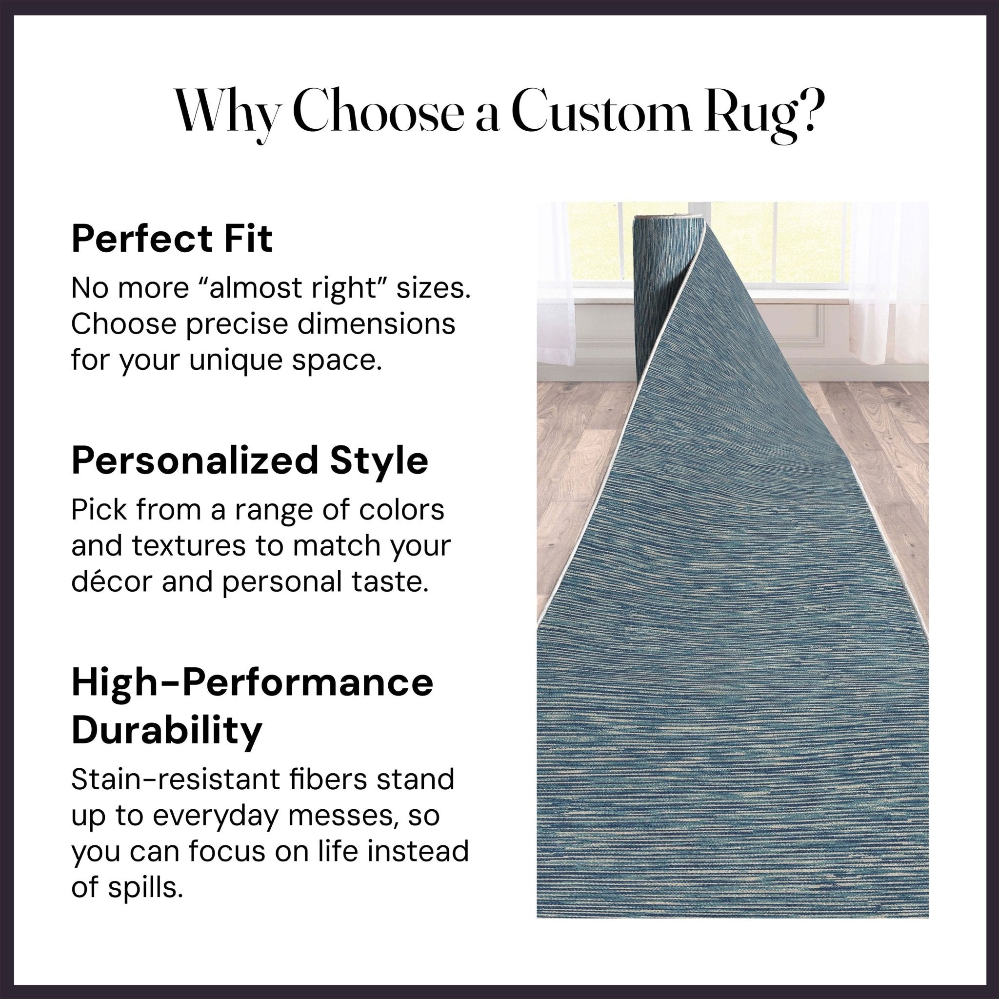 Custom Size Runner Striations Modern Striped Blue Fog Choose Your Width x Choose Your Length Hallway Runner Rug、mySite、gigharbornorthrealestate