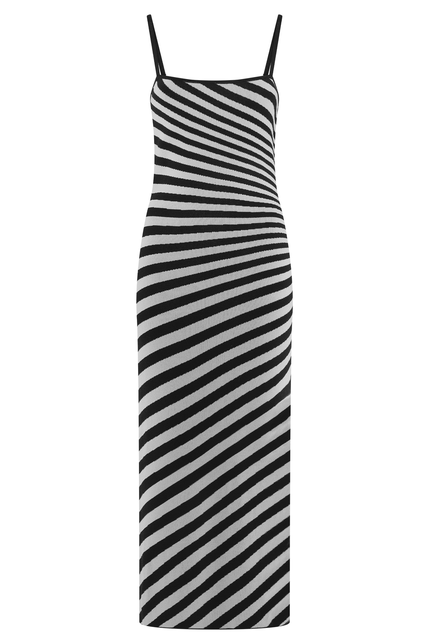 Raven Striped Knit Midi Dress - Black/White、mySite、solidvoid