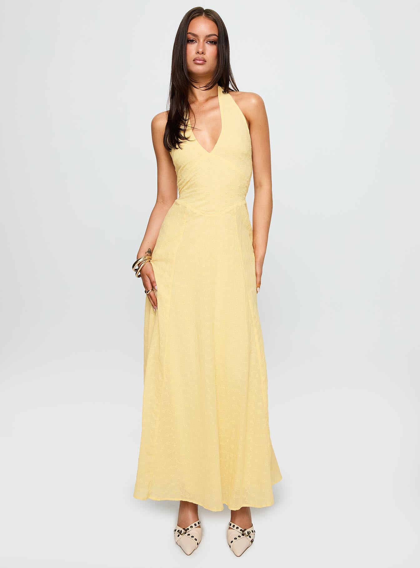 Summer State Halter Maxi Dress Yellow、mySite、solidvoid