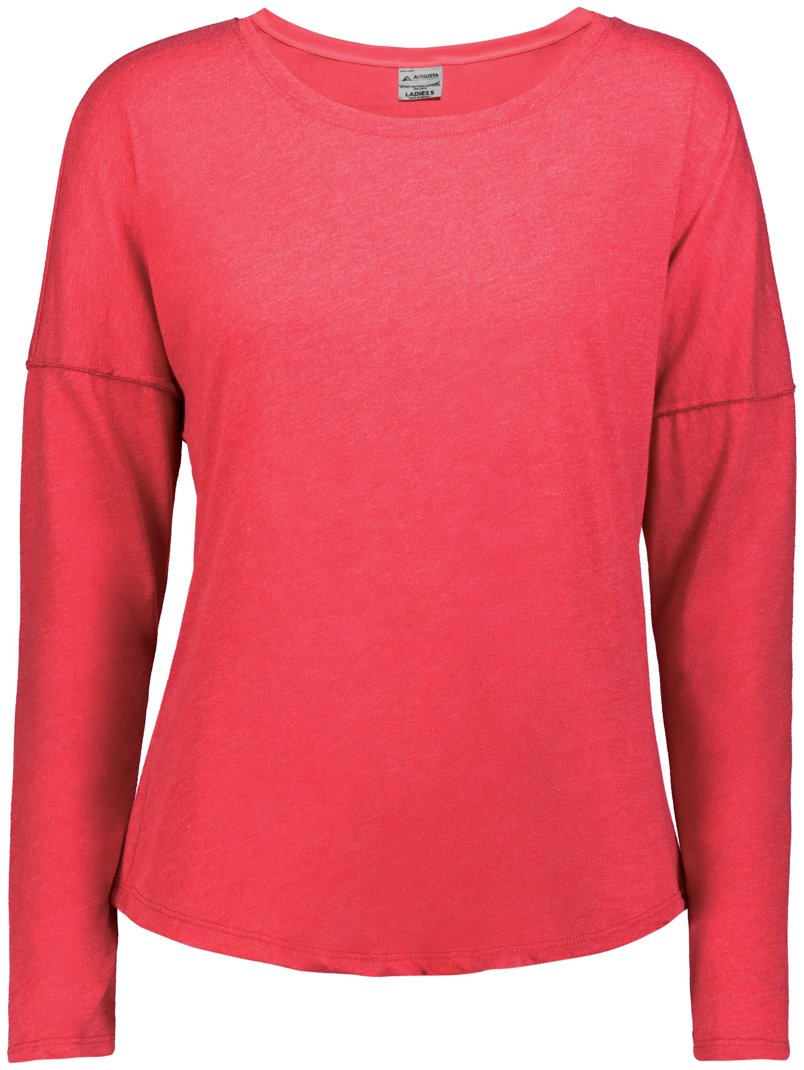 Augusta Women's Long Sleeve Tri-Blend Tee - Red Heather、mySite、noshort