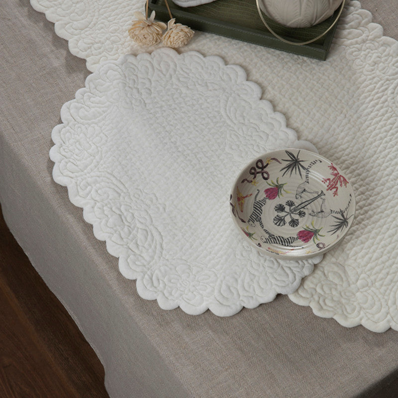 Cotton Dining Mat Set | Table Runner & Placemats | Ivory | Set of 7、mySite、camillekostekn