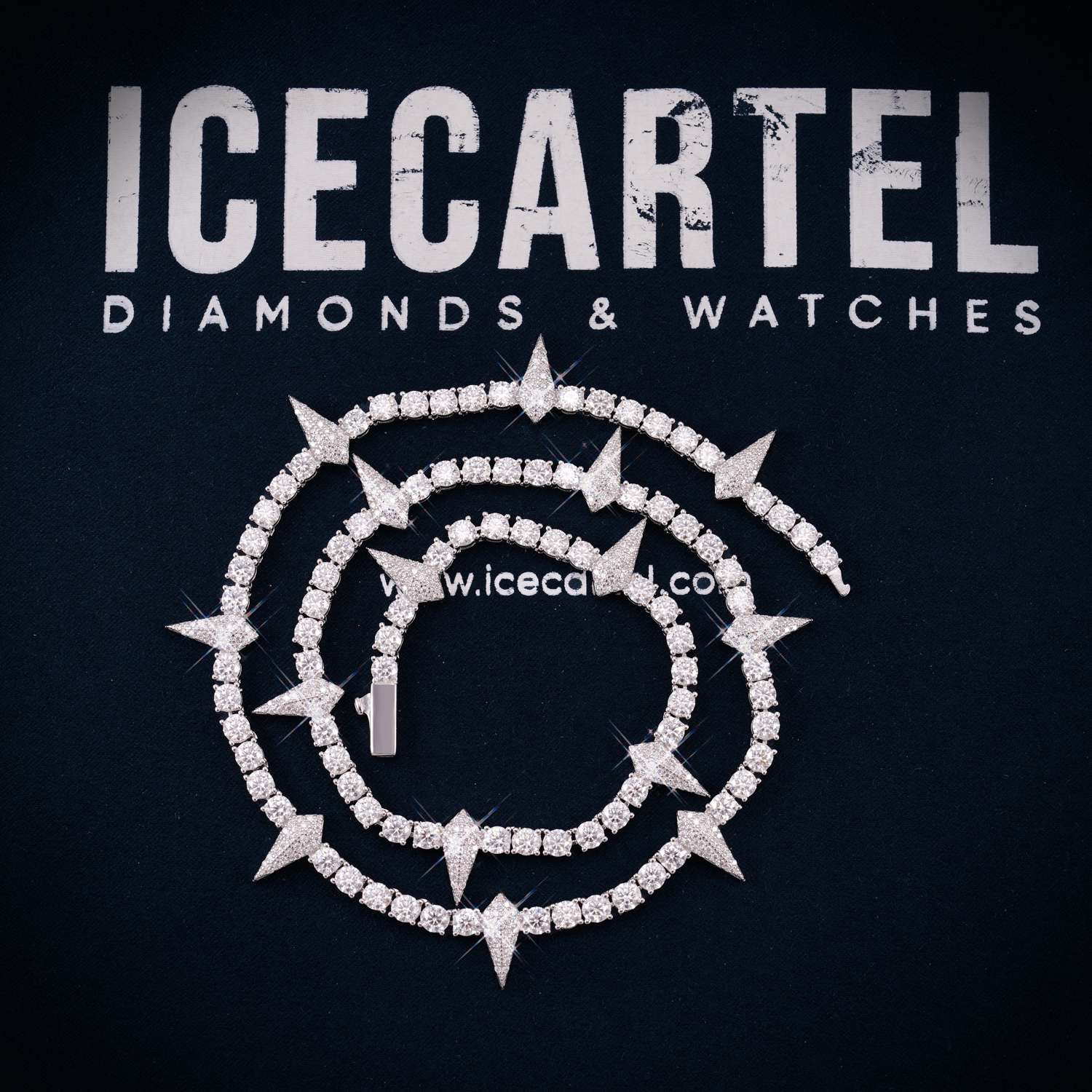 4MM Moissanite Spiked Tennis Chain 14K Gold、mySite、hinf8tx79