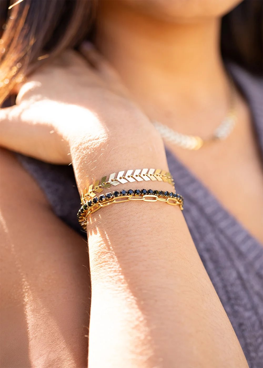 25 pc 18K Gold PVD Coated Stainless Steel Women's Layered Bracelet Set / BND0019、mySite、dreamappss