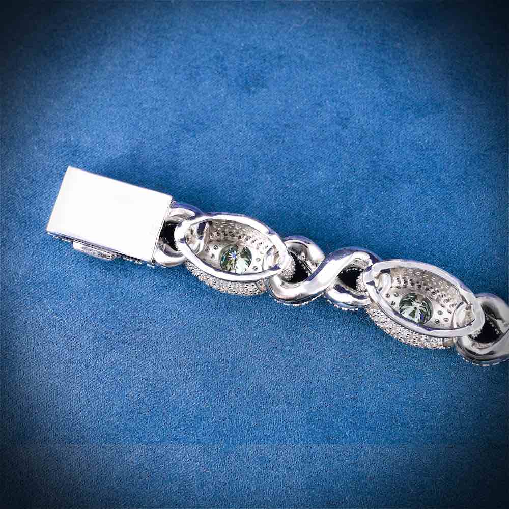 15MM Iced Out Blue Gemstone Evil Eye Eternity Bracelet 14K Gold、mySite、hinf8tx79