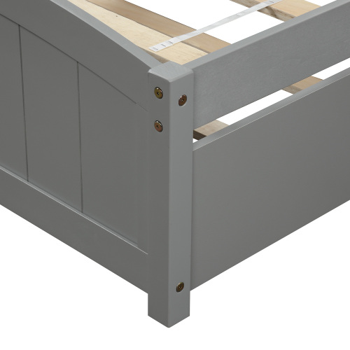 Twin size Platform Bed with Trundle, White、、casual