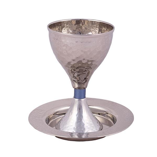 Modern Hammered Kiddush Cup and Dish by Yair Emanuel - Blue、mySite、topwebapps