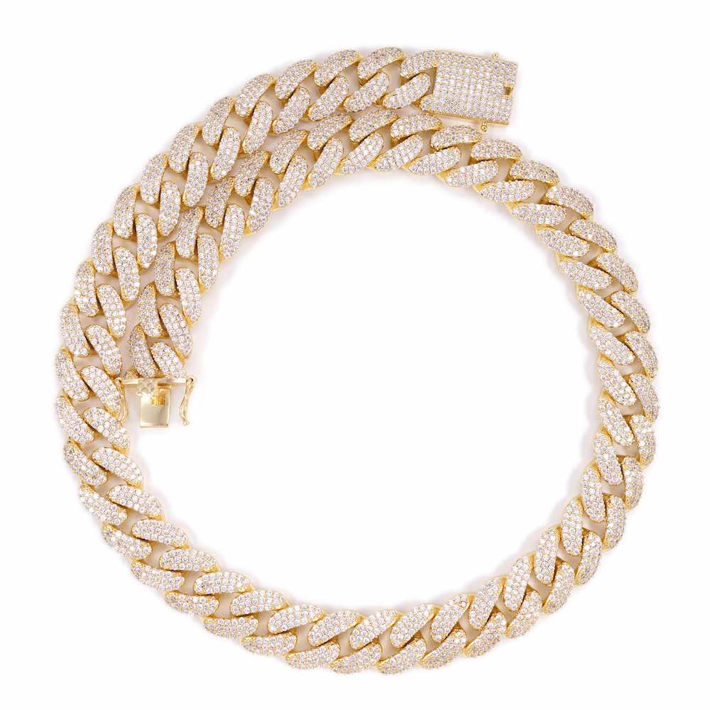 18MM Diamond Cuban Link Chain 14K Solid Yellow Gold、mySite、hinf8tx79