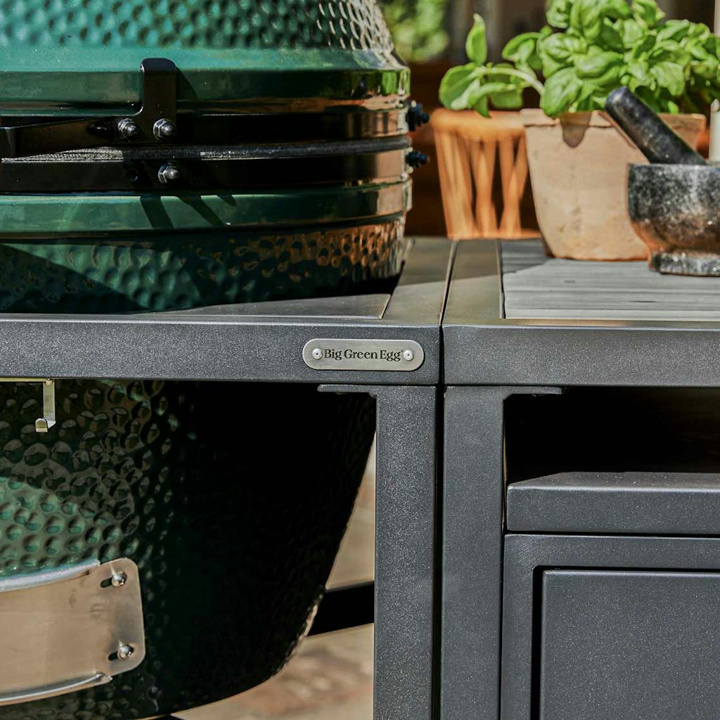 Big Green Egg Modular Nest + Expansion Cabinet + Distressed Acacia Shelf、mySite、noshort