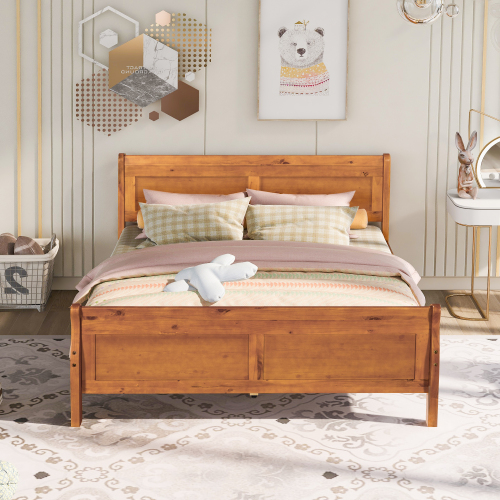 Wood Platform Bed Twin Bed Frame Mattress Foundation Sleigh Bed with Headboard/Footboard/Wood Slat Support、、casual