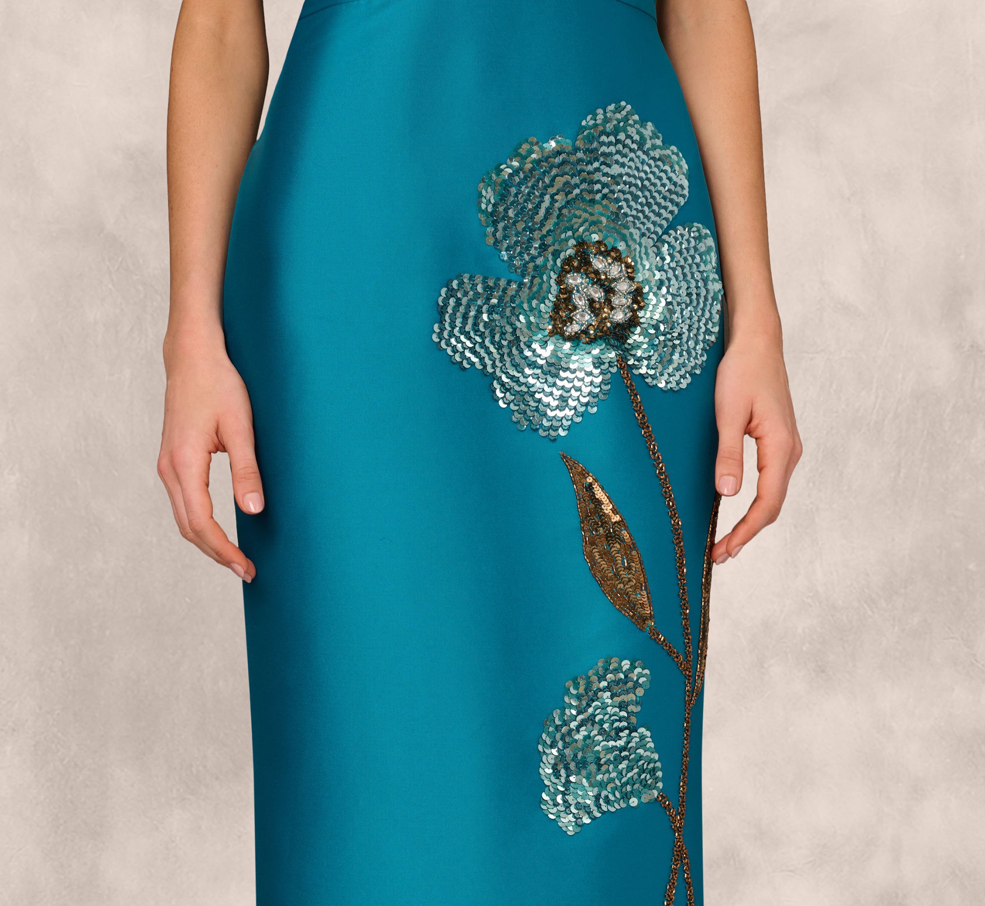 Sleeveless Sequin Bead Flower Midi Dress In Peacock、mySite、solidvoid