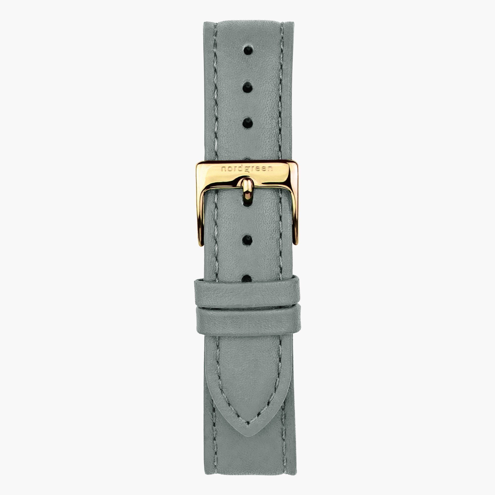Grey Leather Watch Strap - Gold - 28mm、mySite、botmansion