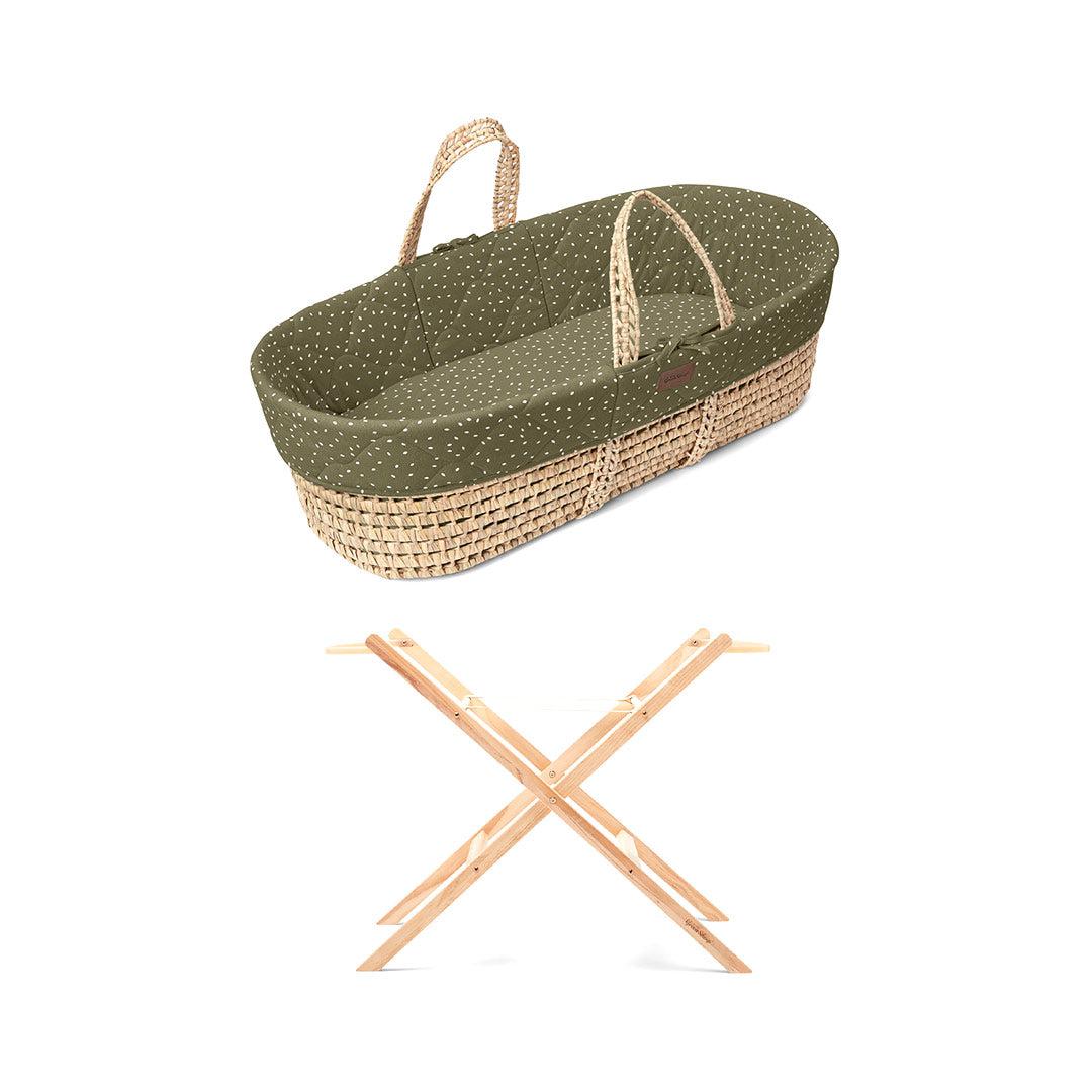  The Little Green Sheep Natural Quilted Moses Basket + Mattress - Juniper Rice Print、mySite、merchandisen