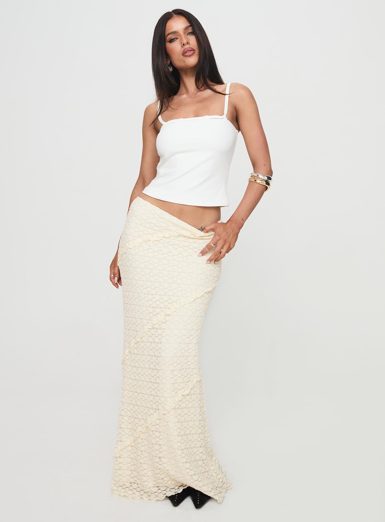 Incandescent Maxi Skirt Cream、mySite、solidvoid