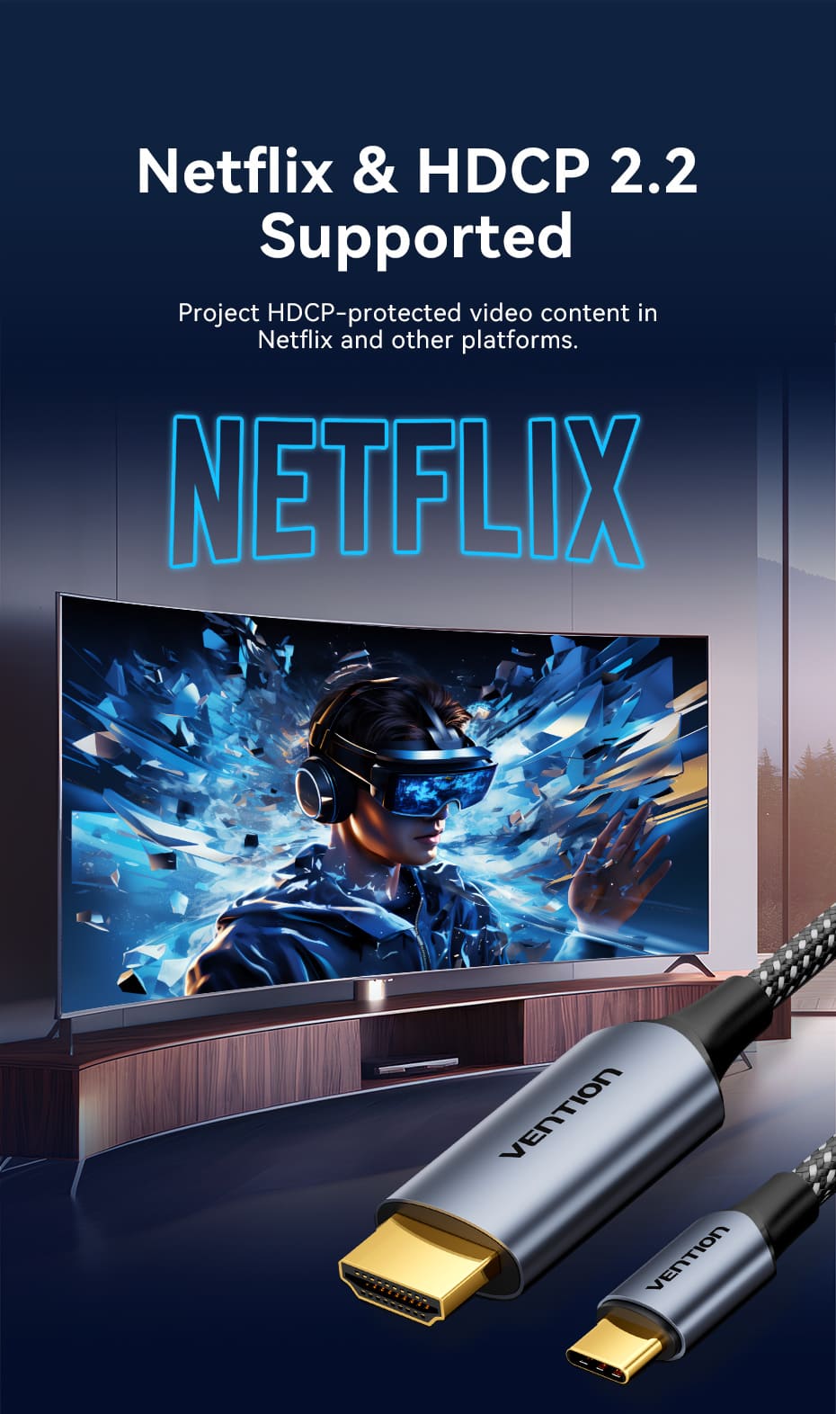 Cotton Braided USB-C to HDMI-A 4K HD Cable