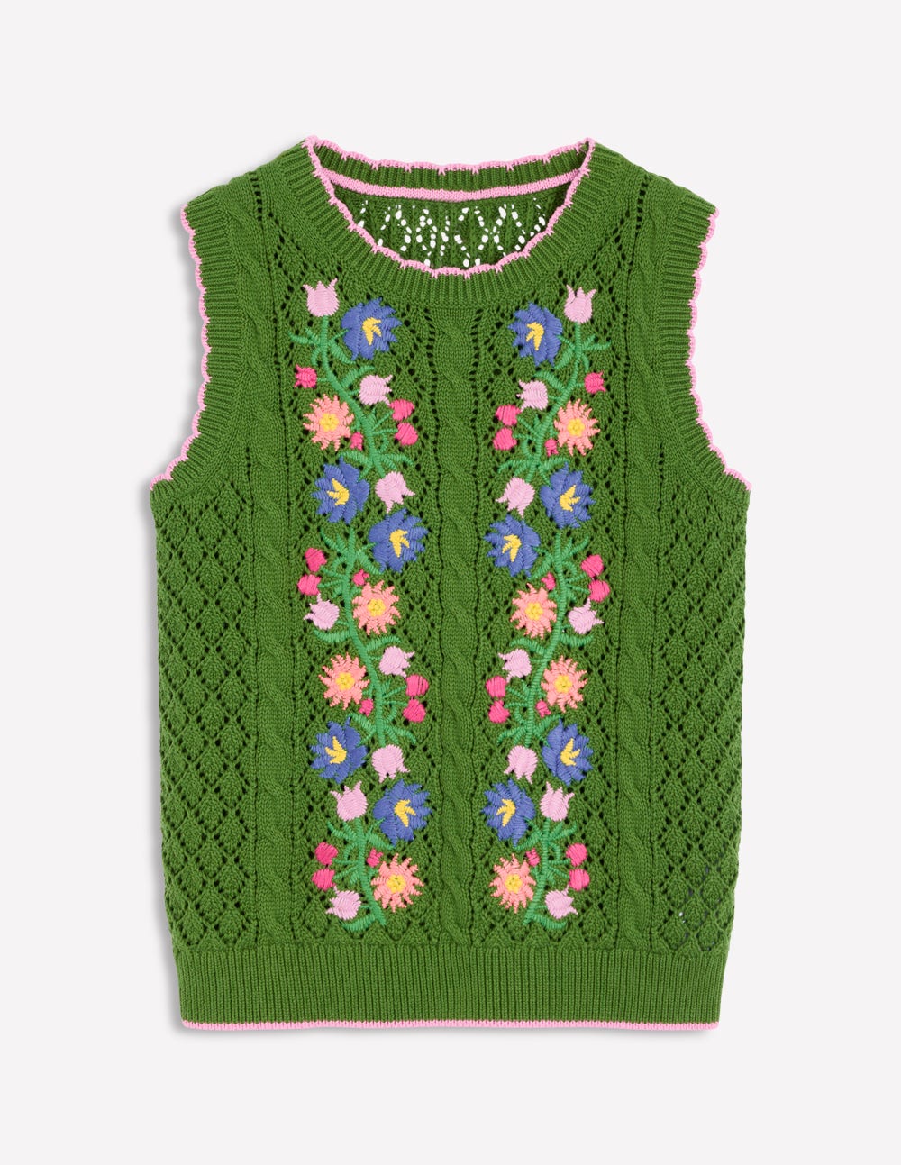  Embroidered Cotton Vest-Paradise Green、mySite、ashleygrahame