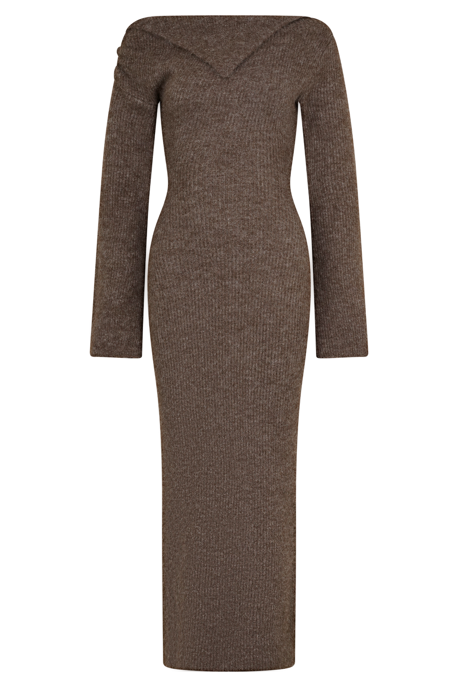 Magenta One Shoulder Fluffy Knit Midi Dress - Pecan、mySite、solidvoid