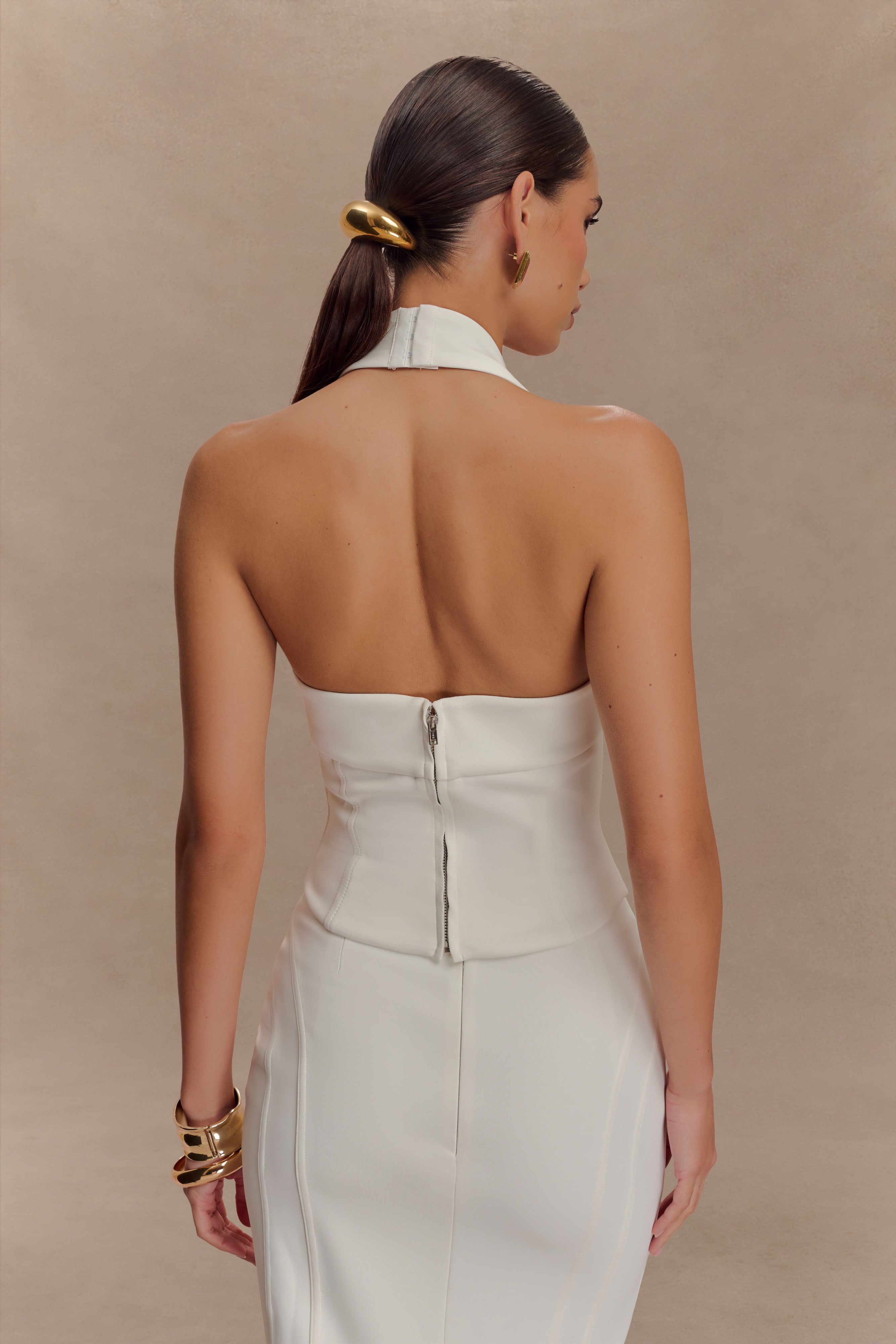 Meadow Corset Halter Top - White、mySite、solidvoid